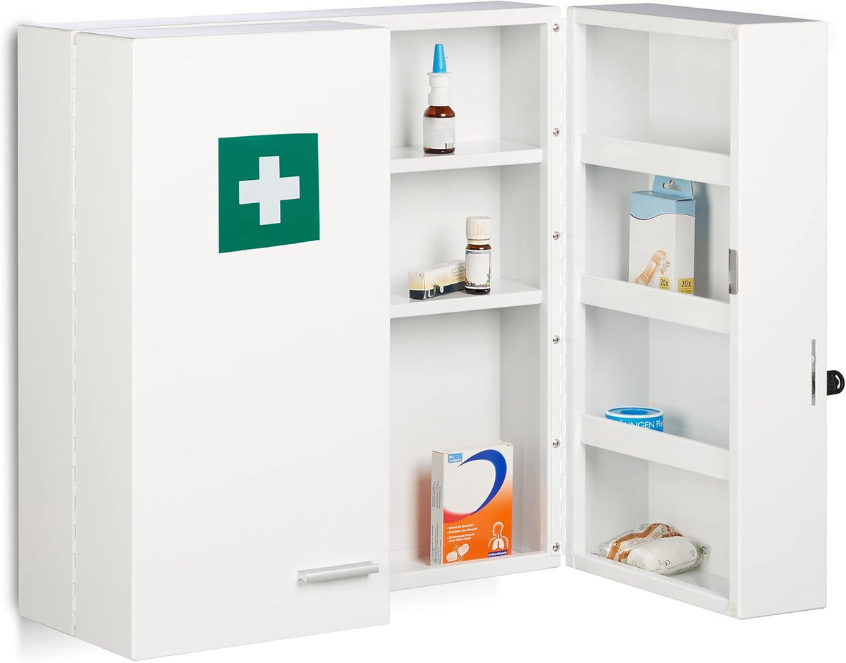 Armoire, 53 × 53 × 21, 5 cm, Acier, Relaxdays, 26 × 52 × 8 cm, 13 × 52 × 8, 5 cm, 13 × 26 × 8, 5 cm, 11 étagères, 53 × 53 × 21, 5cm, 2 portes