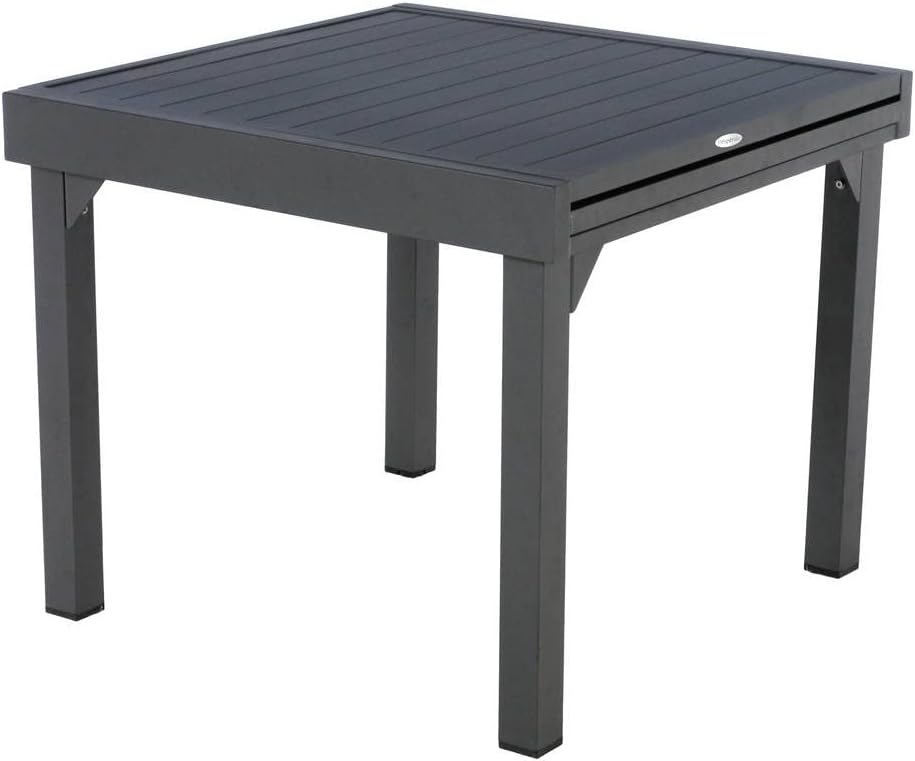 Table à manger HESPERIDE, Table de Jardin Extensible Piazza Gris Graphite, 180 cm, Aluminium Antirouille, 8 Places