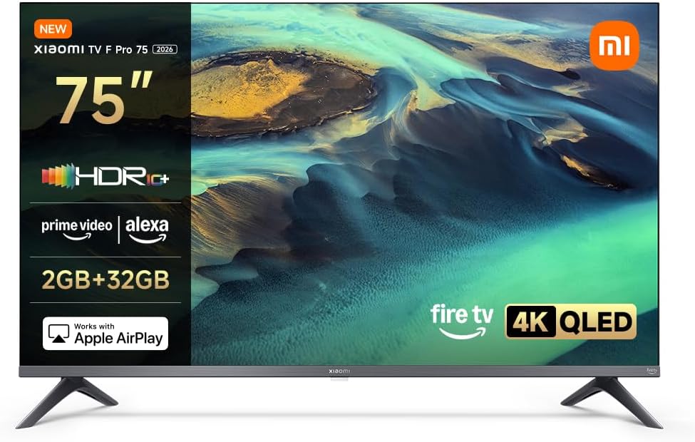 Téléviseur Xiaomi HDR10 32Go, 60Hz avec 120Hz Game Boost Mode, 190 cm, 75 Pouces, télécommande, 4K UHD, TV F Pro 75, 4K UHD QLED, Fire OS8