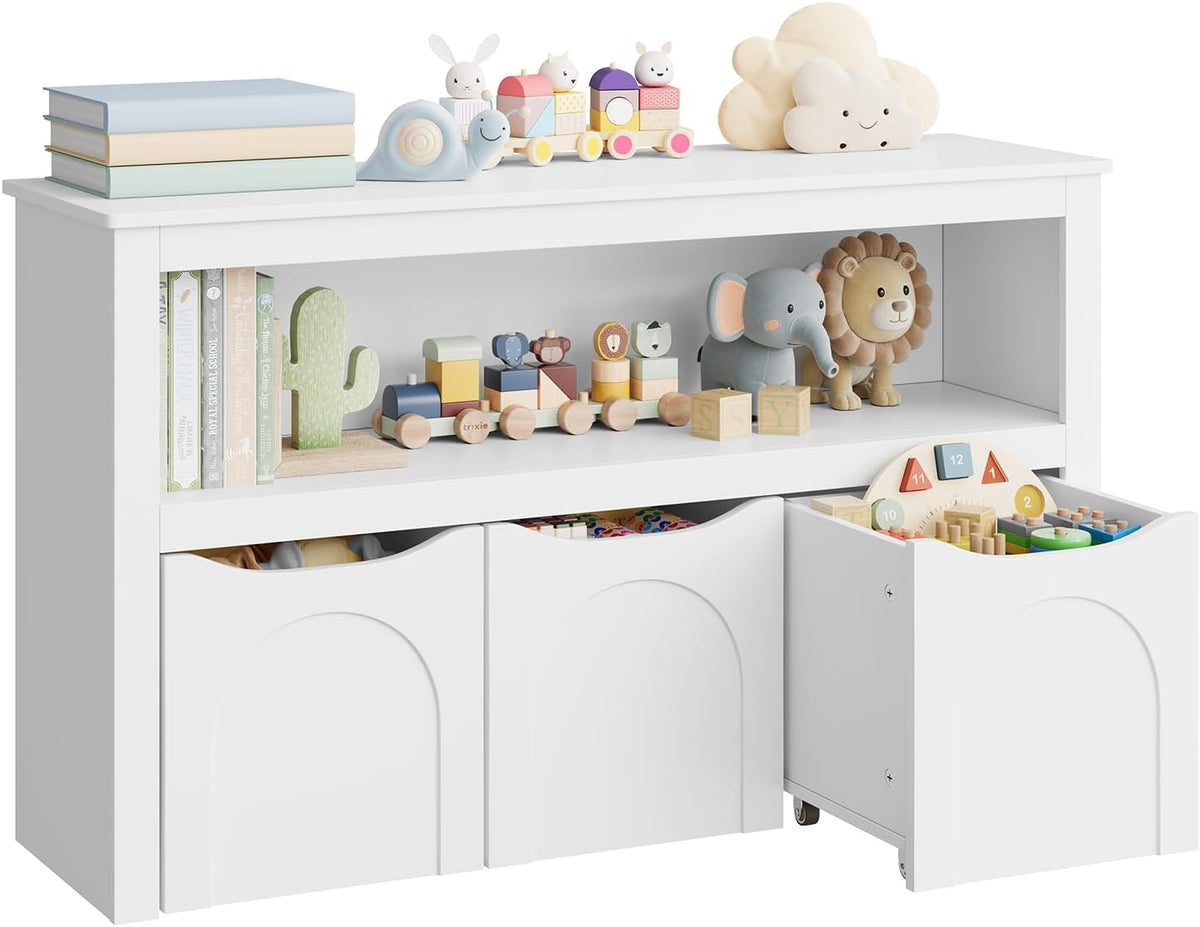 WOLTU Bibliothèque, avec 3 Tiroirs Roulants, 59, 5 cm, 50kg, 1 Casier Ouvert, Meuble Rangement Enfant