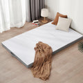 Matelas Z-hom, pliable, 120 × 195 × 10 cm, Éponge Haute densité d'une dureté de H3, Blanc+Gris, Housse Souple Oeko-TEX