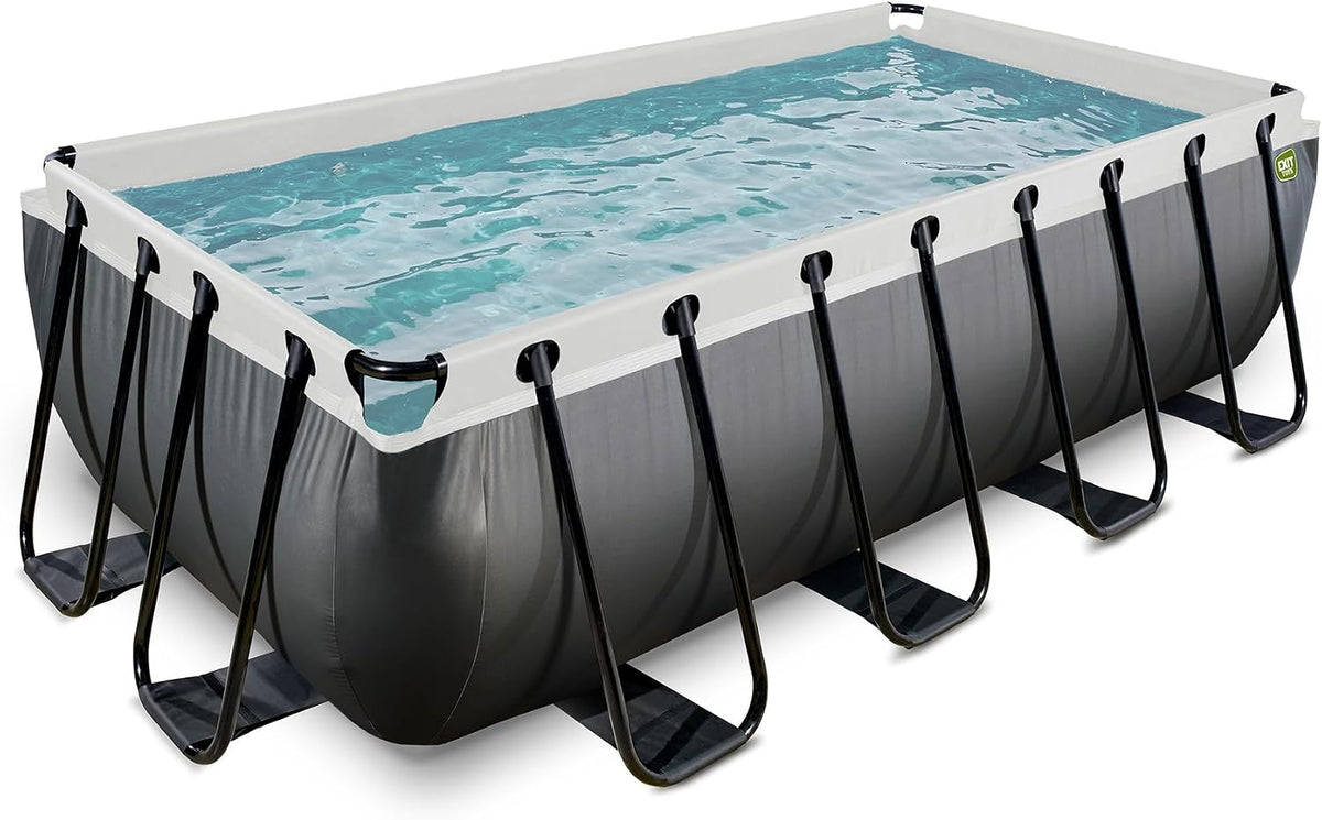 EXIT TOYS Piscine hors sol, Cadre en Acier, 400 × 200 × 100 cm, Piscine Tubulaire pour Familles, 7 020 l, TÜV CE en 16582, 4 × 2 m, Noir Leather
