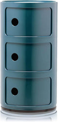 Récipient, 58.5 × 32 × 32 cm, Kartell, Conteneur 3 éléments, Componibili, Bleu, Base Ronde