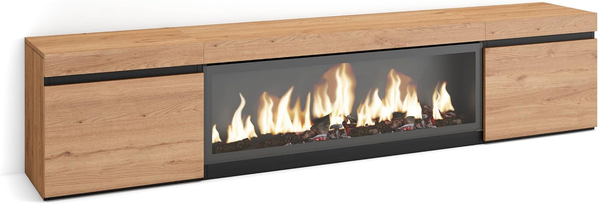 Meuble TV, 107 cm, télécommande, 32 cm, 51 cm, 45 cm, 35 cm, 34 W, 3 niveaux, 34w, éclairage LED, Skraut Home