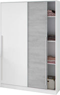 Armoire, 200 × 120 × 50 cm, réglable, Habitdesign, 120 × 200 × 50 cm, H x l x P, 2 portes, Blanc « Artik » et Ciment