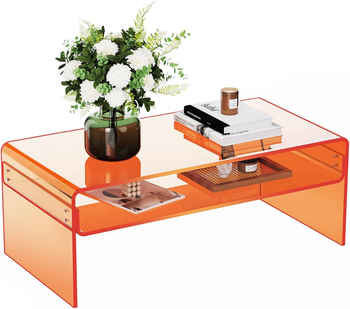 Table basse solaround, 80 × 50 × 38 cm, pour Salon, Chambre, Orange