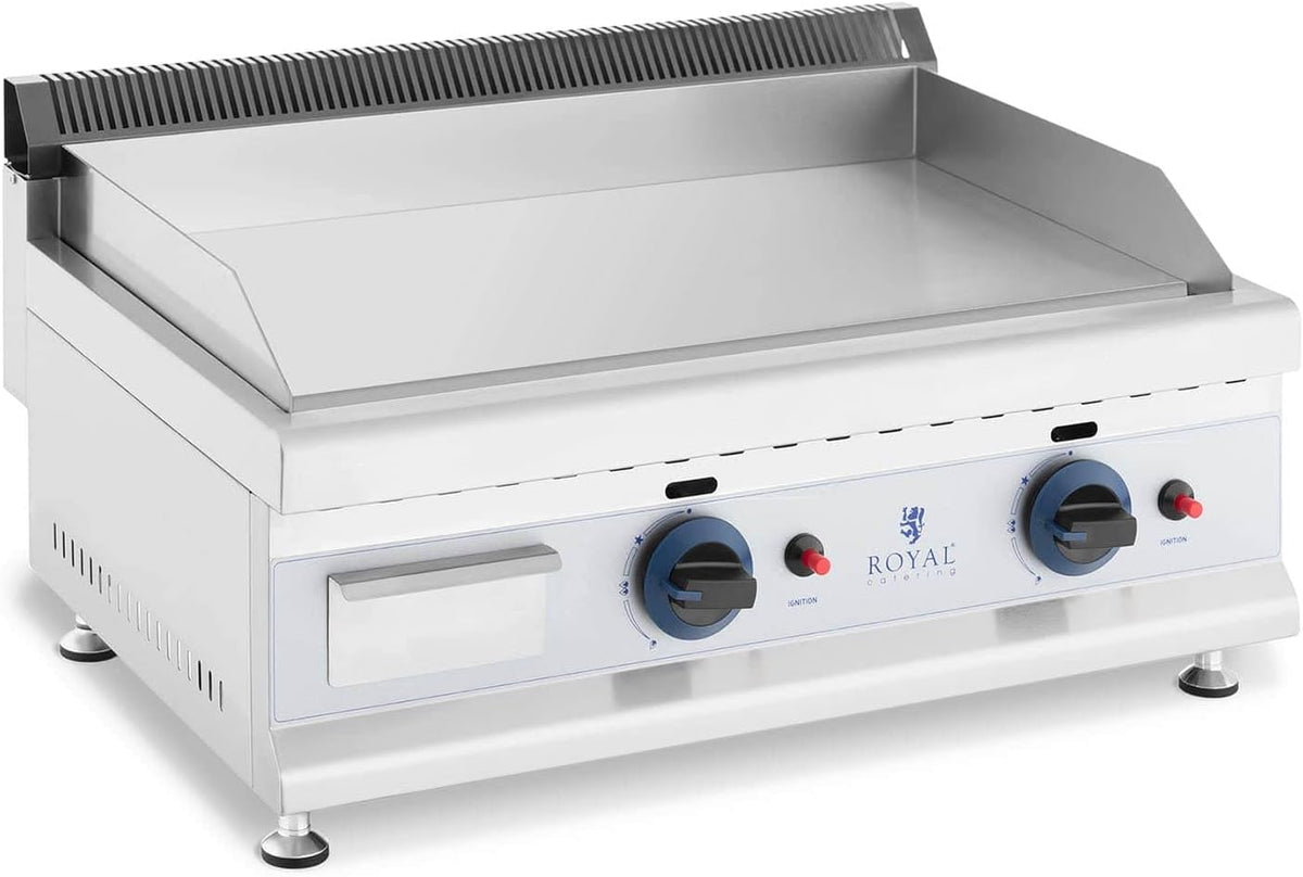 Royal Catering Plancha, 60 × 40 cm, acier inoxydable, 60 cm, 3 100 W, 3100 W, RC-GGF600, 300 °C, 2 Zones, 20 mbar, 50-300 °C, Lisse