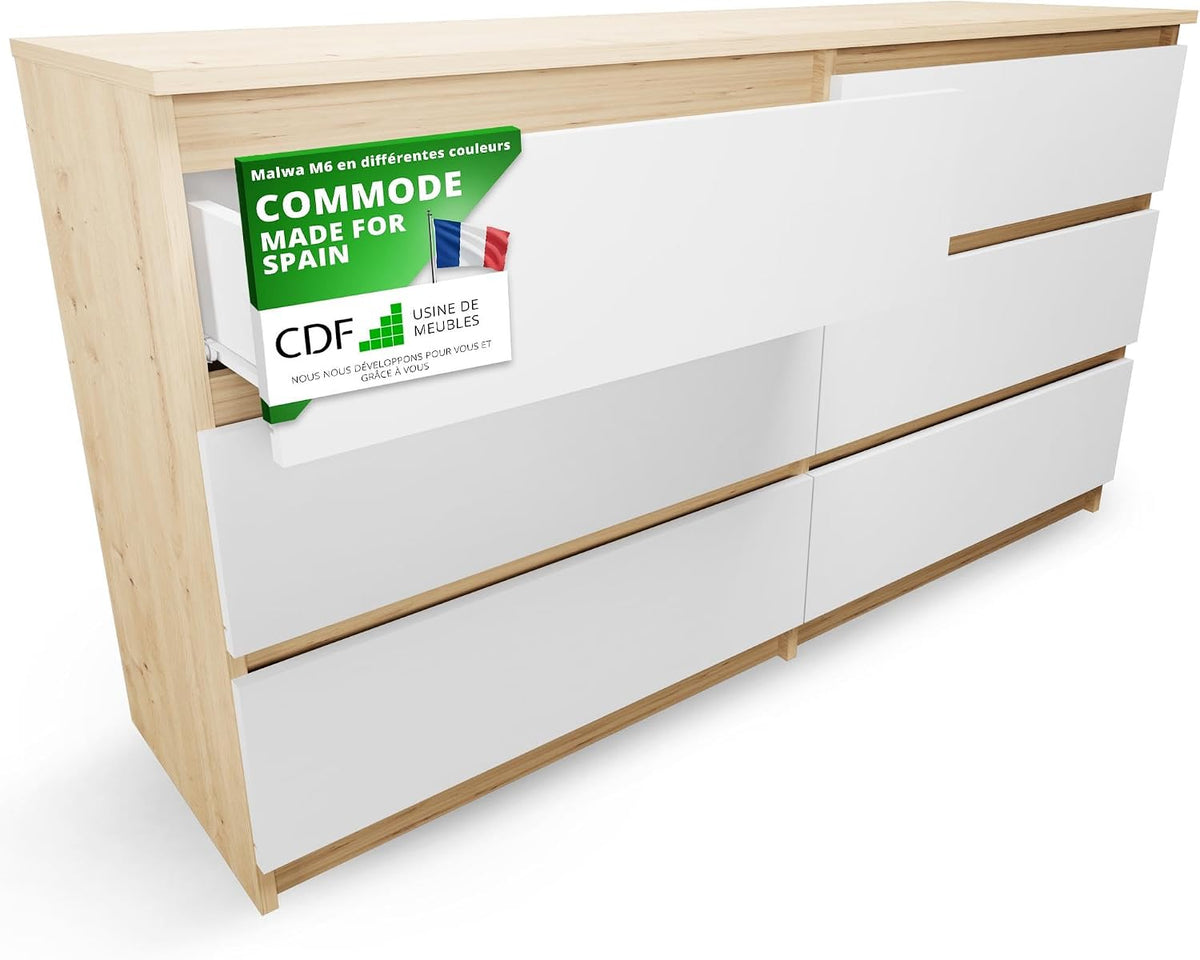 Commode, CDF, 138 × 40 × 75 cm, 16 mm, 6 Tiroirs, 4 tiroirs, 40 × 75 × 138 cm