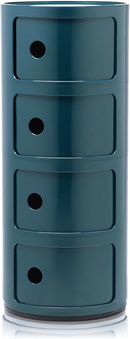 Récipient, 77 × 32 × 32 cm, Kartell, Conteneur 4 éléments, Componibili, Bleu, Base Ronde