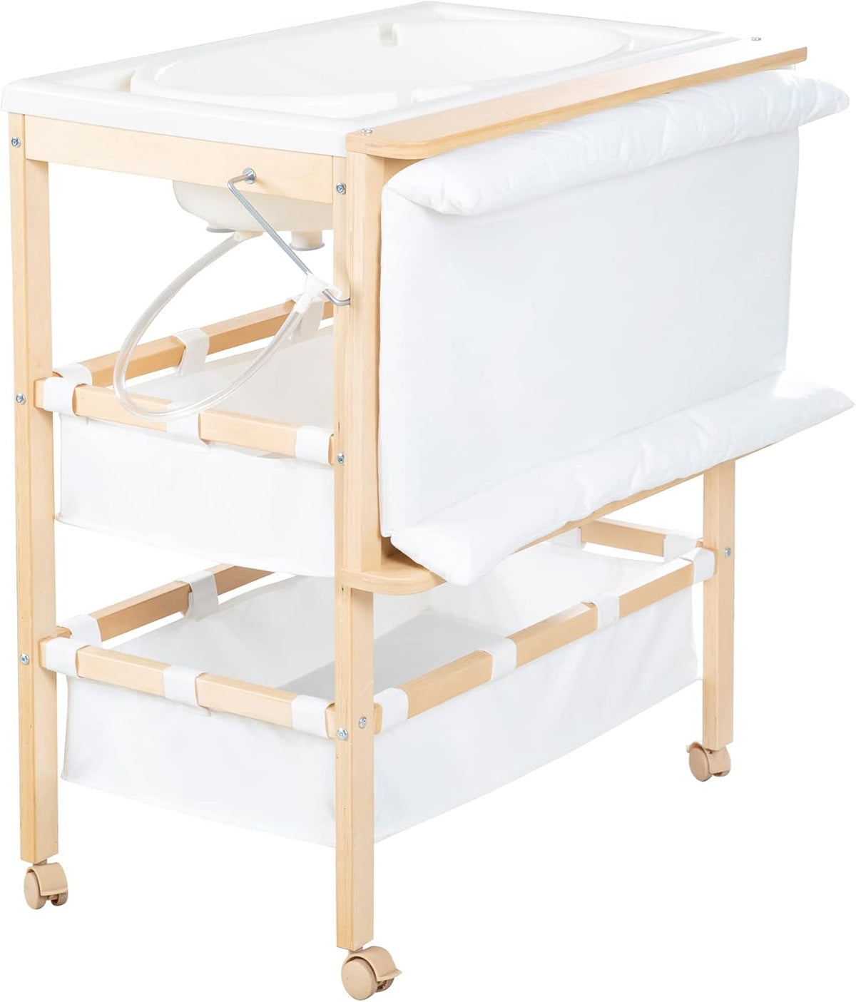 Table à langer, 99 cm, Bois Naturel, roba, 78 cm, 94 cm, 2en1, Bain Bébé dès la Naissance
