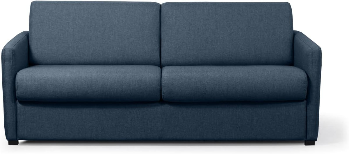 Canapé, 13 cm, en Tissu, LOUNGITUDE, 3 Places, Véritable Matelas, L198cm, 140 × 190cm, 160 × 190cm, 13cm, 160cm, Bleu foncé -L198cm