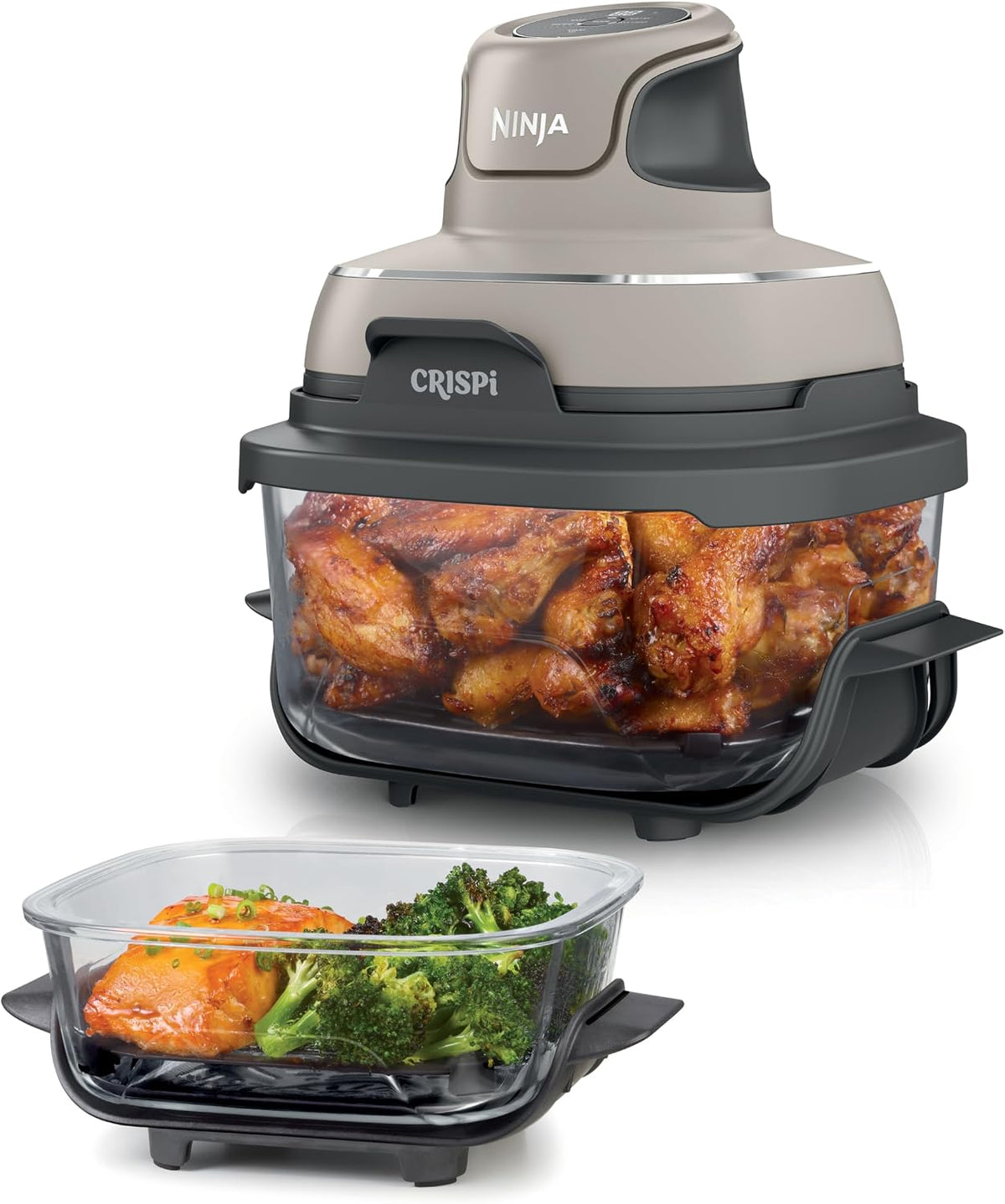 NINJA Friteuse sans huile, verre, 4 modes, 4-en-1, 1, 4L, 1 700W, 3, 8L, 34, 5cm, 30, 4cm, 34cm, CRISPi Friteuse à air Design Compact 4-en-1, Pierre