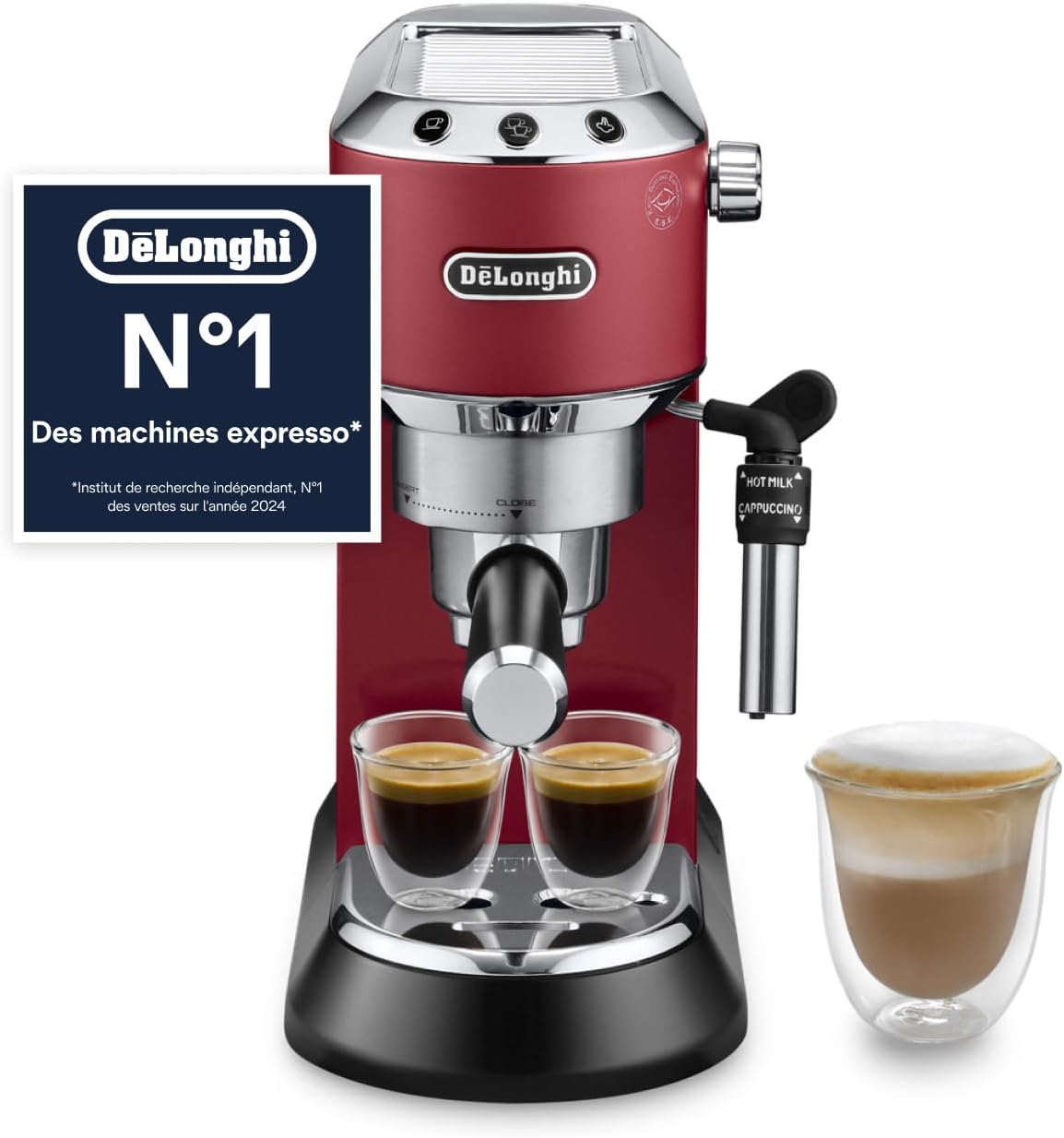 De'Longhi Machine expresso à vapeur, 15 cm, acier inoxydable, réservoir d'eau, Dedica Style, Machine à Espresso Manuelle Mousseur à Lait Manuel