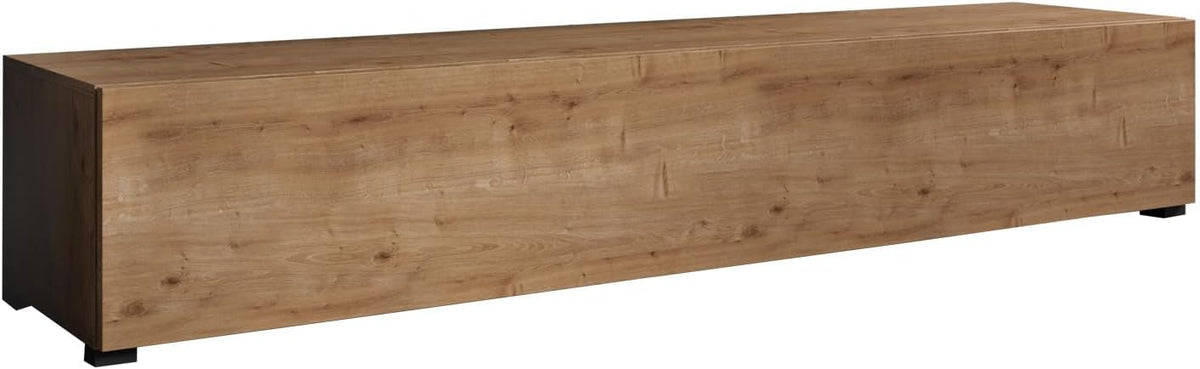 Meuble TV, Porte en PVC Mat, 180 × 32 × 40 cm, MB Muebles Bonitos, 180 cm, 32 cm, 120 cm, 1 porte, Structure en Mélamine Mate, Couleur Chêne