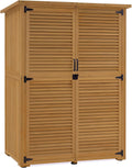 M MCombo Abri de jardin, pour l'extérieur Balcon Terrasse, 59 × 127 × 168 cm, réglable, Armoire de Jardin en Bois, 0901D-F, Nature