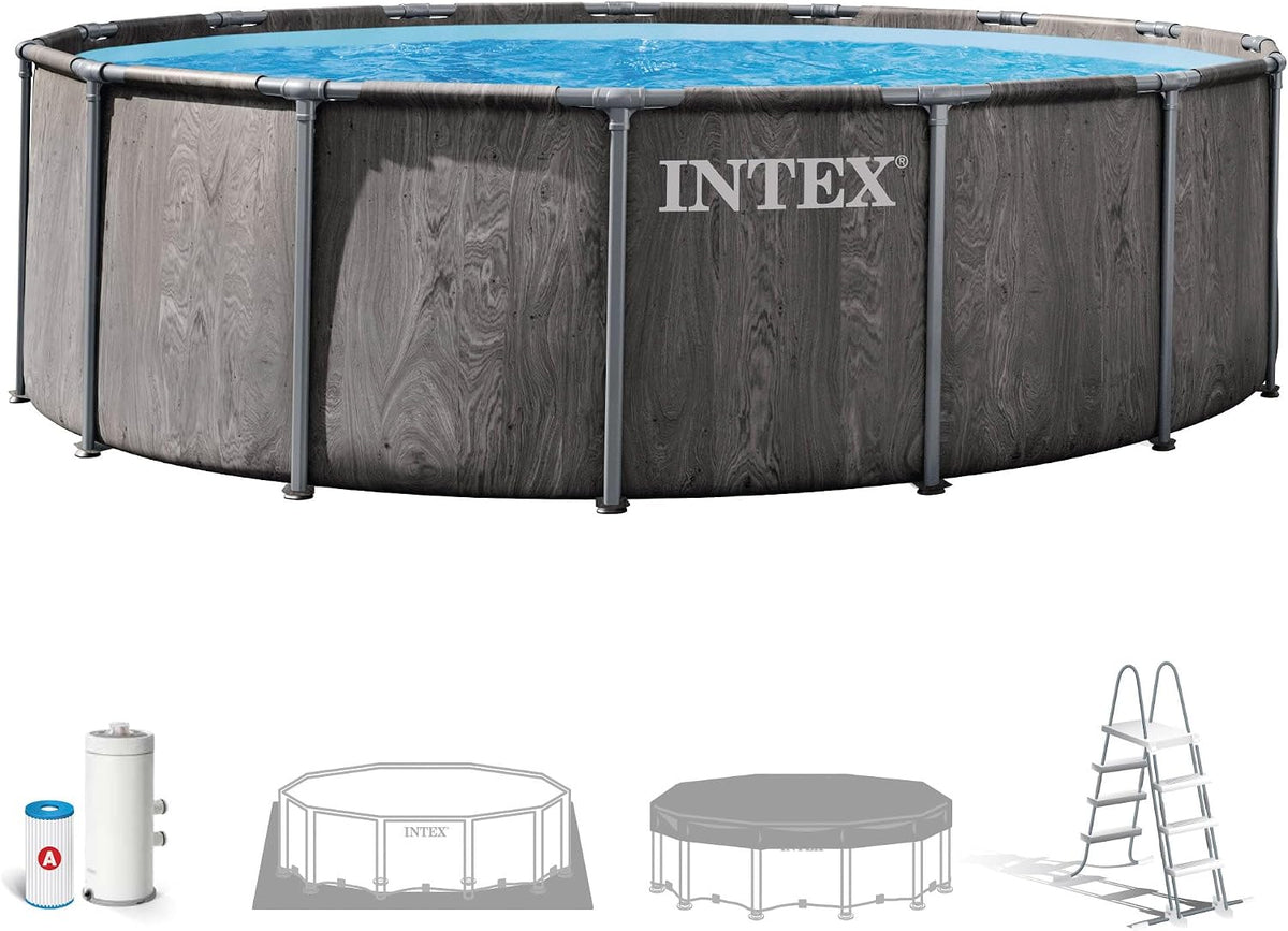 Piscine hors sol, Gris Foncé Imitation Bois, 26742ND, Intex, 2, 7 m3/h