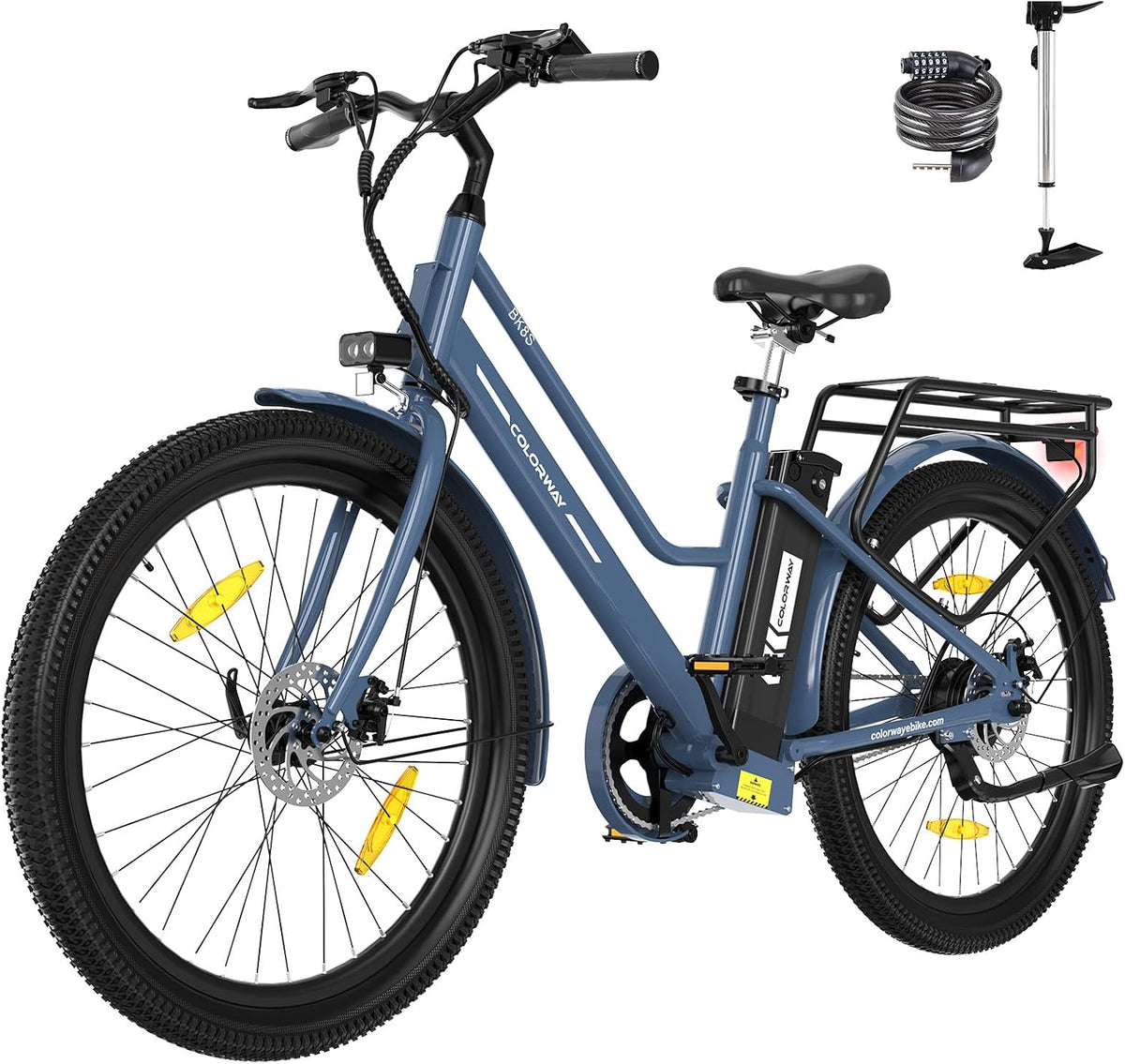 COLORWAY Vélo, Batterie 36 V 12 Ah Amovible, E-Bike Urbain pour Adulte Homme Femme, 27.5 pouces, 50-100km, 250W, 36V, 12Ah, 432Wh, Moteur 250W