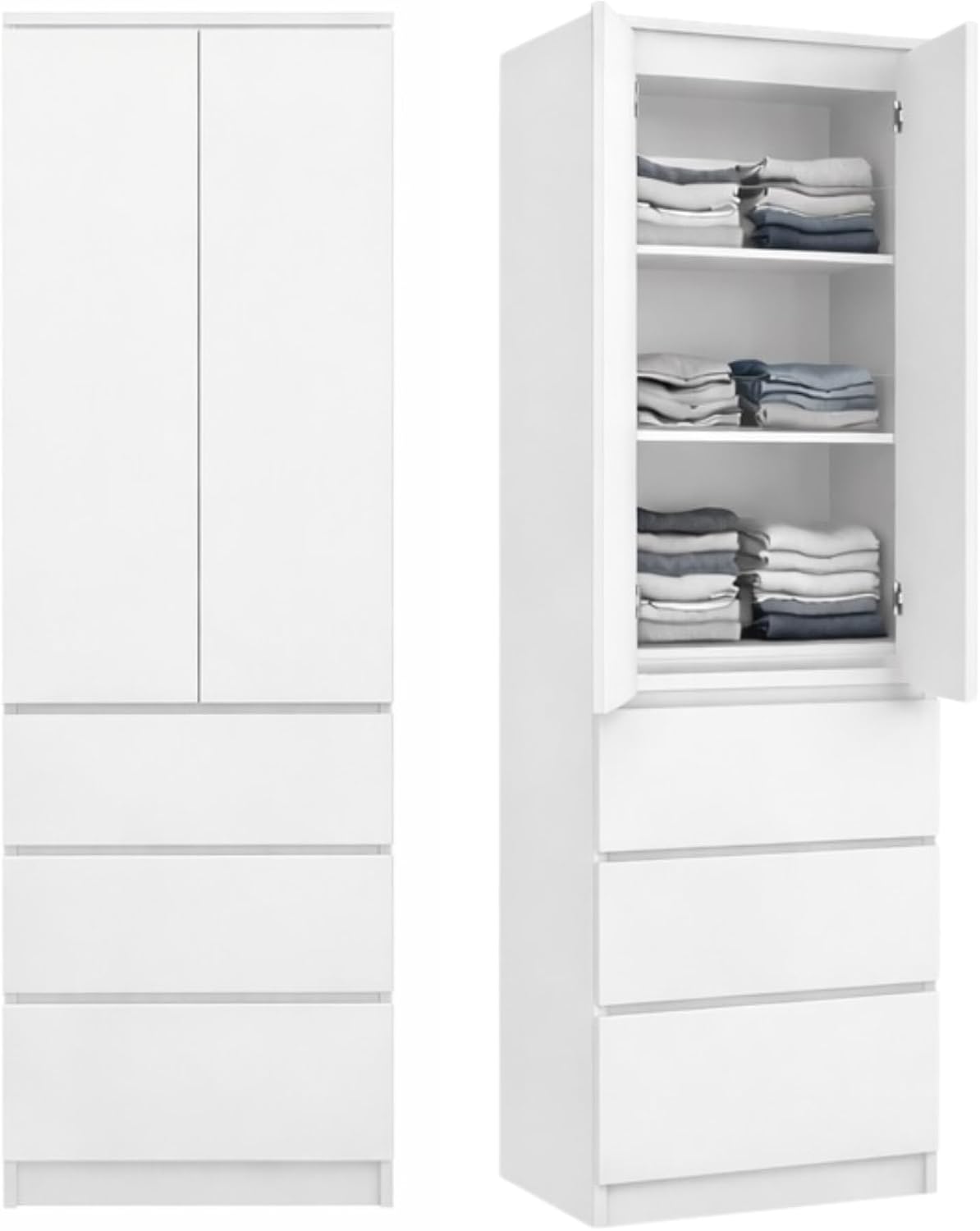 50 cm, 3 tiroirs, Armoire 2 Portes avec 3 étagères et 3, Home Collective