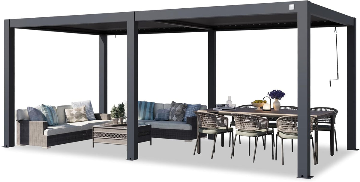 Tonnelle, réglable, 140 × 140 mm, Toutes en Aluminium, TOOLPORT, 150 × 35 mm, 3 × 6 m, 3 × 3 m, 3 × 4 m, 4 × 4 m, Anthracite